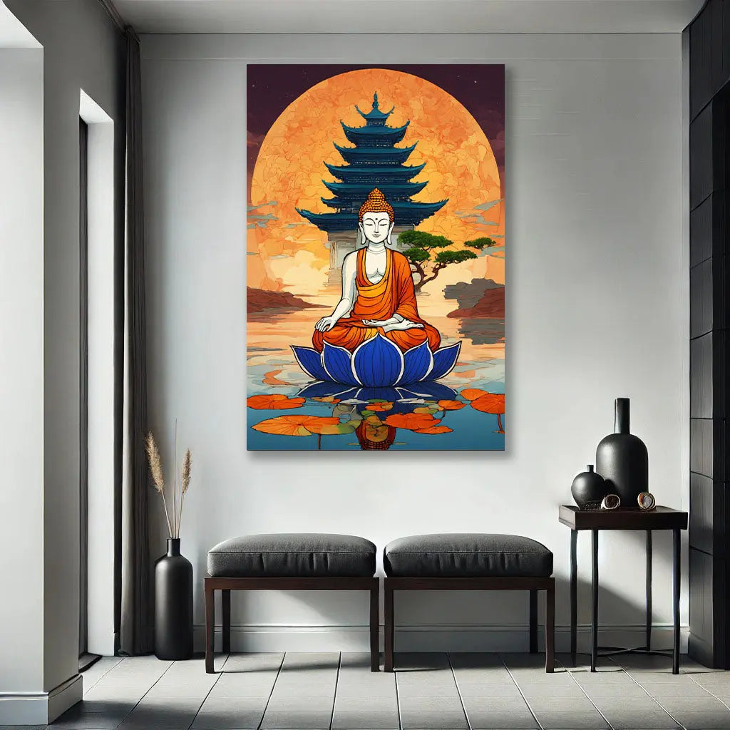 Le Tableau Bouddha Coloré s'intègre parfaitement dans un salon ou une chambre, ajoutant une touche spirituelle et artistique. Ce tableau ethnique se marie avec divers styles de décoration, créant une ambiance zen et harmonieuse.