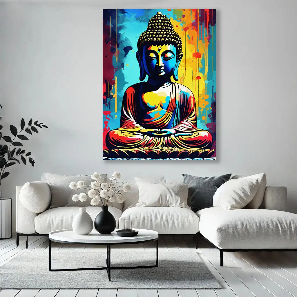 Ce Tableau Bouddha Multicolor en style Pop Art rehausse instantanément l’ambiance d’une pièce avec ses couleurs intenses et son aura spirituelle. Ce tableau est un choix parfait pour une déco Bouddha audacieuse et moderne.