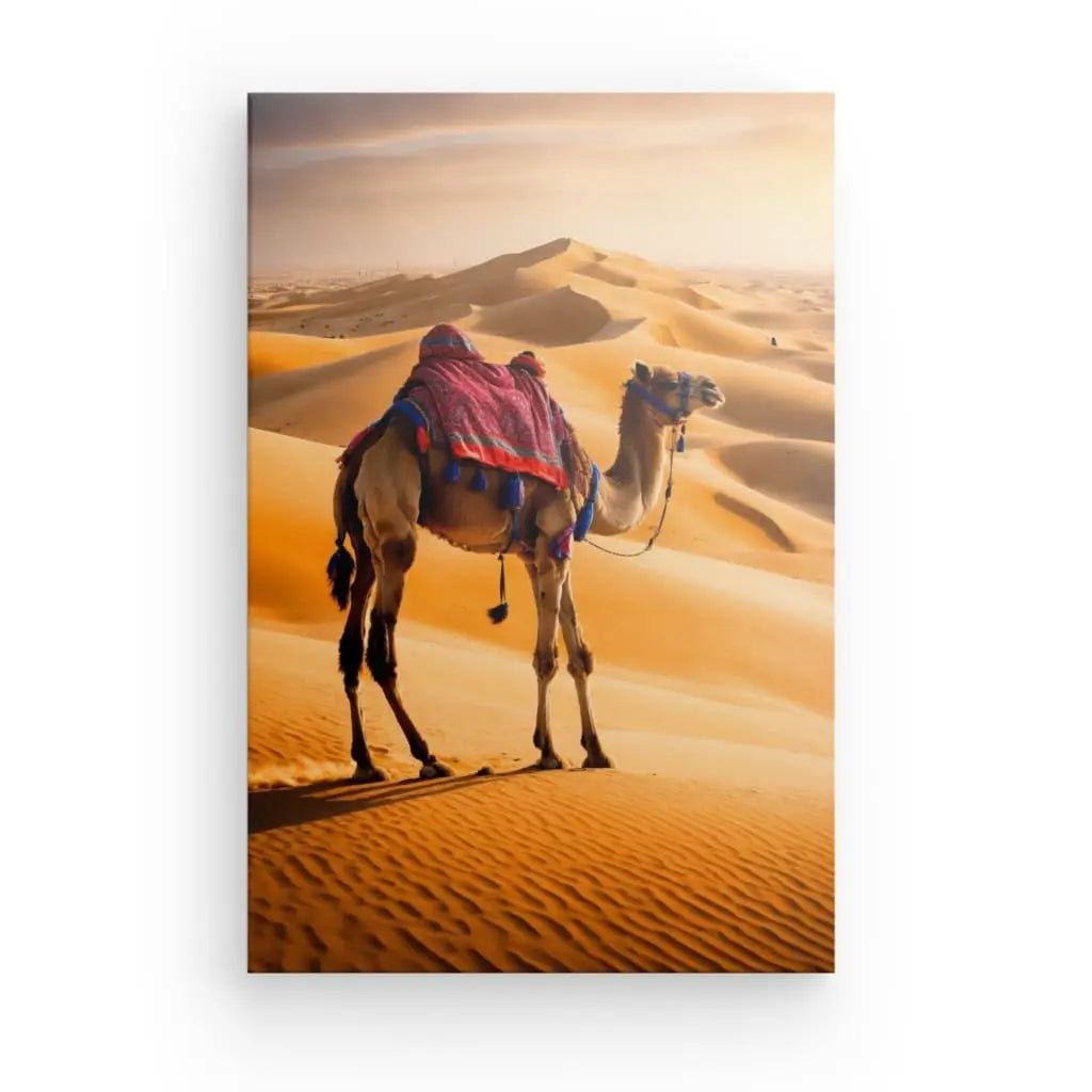 Admirez le Tableau Dromadaire du Désert, une œuvre réaliste aux détails minutieux et aux couleurs naturelles. Cette pièce inspirante évoque l’immensité et la beauté des paysages désertiques.