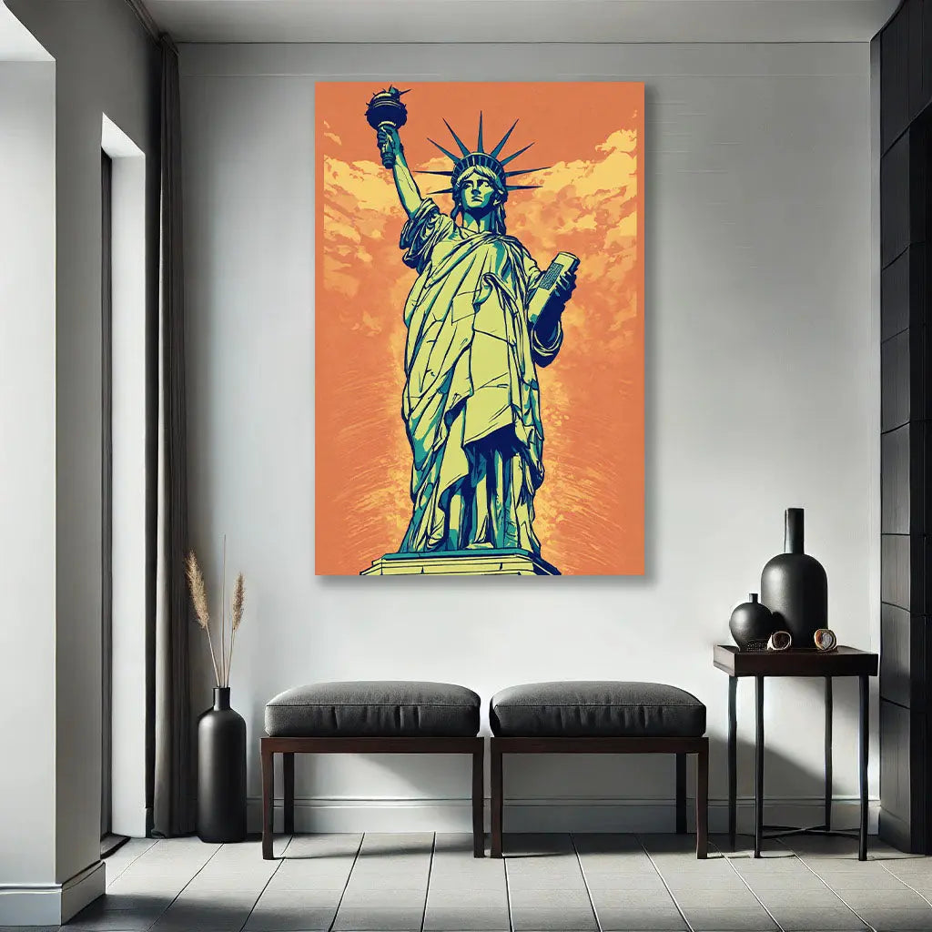Le Tableau Statue de la Liberté, avec ses détails raffinés et son style illustratif, s’intègre parfaitement dans un salon moderne ou un bureau, ajoutant une touche de caractère et d’inspiration à l’espace. Ce tableau New York enrichit le décor en évoquant l’esprit de la ville.